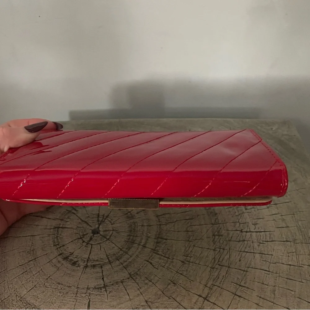 Shiny Red Vegan Leather Wallet
